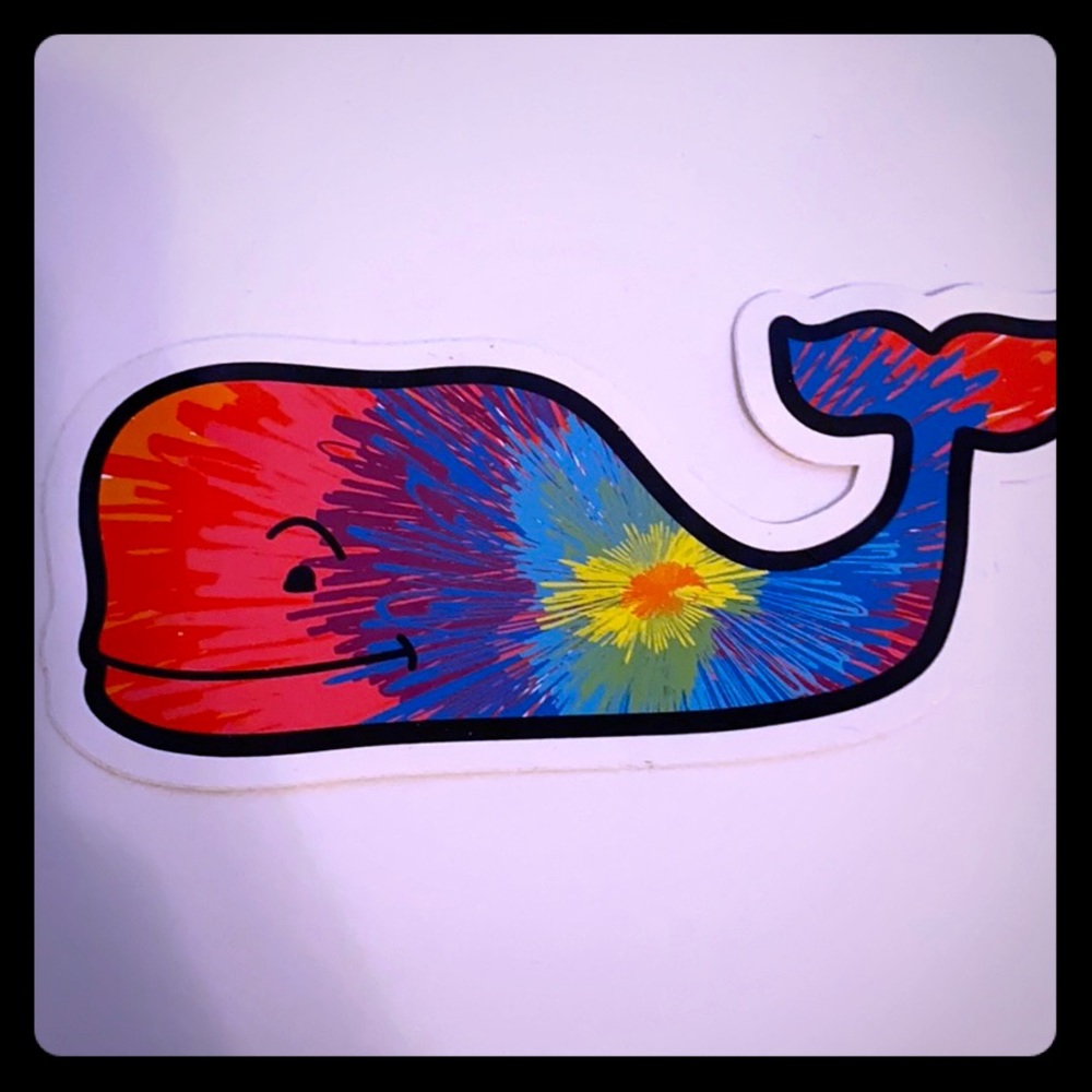 Vineyard vines tie-dye whale sticker.